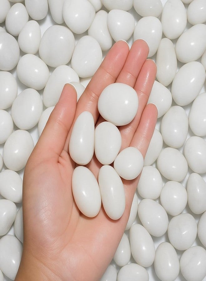 UraXx Polished White Pebbles Glossy Stones (2.5-4cm) | Natural Decorative River Rocks for Aquarium, Garden, Fish Tank, Vase Fillers, Home Decor, Craft Use (White-1KG) - Image 2